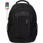 Dada 05 Sade Model Darbe Emici USB Aparatlı 15.6 Inç Ped Korumalı Kaliteli Kumaş Sırt Çantası - 45-31-16 cm - Siyah