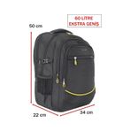 Dada 09 Siyah Erkek Sırt Çantası 60 Litre Usb Type-c Aparat Ortopedik Sırt Askısı 15,6/17,3 İnç
