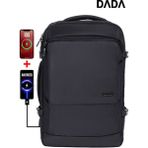 Dada Büyük Boy Siyah Okul Çantası 15,6 inç USB Type-C Girişli Ortopedik Sırt Su Geçirmez Oxford Kumaş Dada Çanta 12