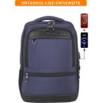 Dada Körüklü Okul Sırt Çantası Lise Üniversite Su Geçirmez Kumaş Yandan Cepli 14"-15,6" Inç Unisex - Lacivert