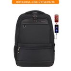 Dada Körüklü Okul Sırt Çantası Lise Üniversite Su Geçirmez Kumaş Yandan Cepli 14"-15,6" Inç Unisex - Siyah