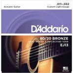 D'Addario 80/20 Bronze Akustik Gitar Teli EJ13 Modeli Türkiye Menşeli Yumuşak Çalım Hissi (11-52)