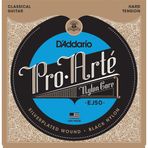 Daddario D'Addario EJ50 Pro-Arte Black Nylon Klasik Gitar Tel Seti (Sert/Hard Tansiyon) | Siyah Naylon Yapı, Yüksek Gerilim ile D