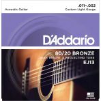 D'addario Ej13 80/20 Bronze Akustik Gitar Tel Seti - 11-52 Custom Light (Profesyonel) | Dengeli Çalım Hissiyatı, Parlak Ton Karakteri Ve Uzun Ömürlü Kullanım
