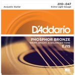 Daddarıo Ej15 Akustik Gitar Tel Seti, 10-47, Phosphor Bronze, Extra Lıght