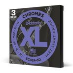 D'Addario Elektro Gitar Telleri | Gitar Telleri E Gitar | Flatwound Telleri Elektro Gitar | En Popüler Tel Markası | ECG24-3D Krom | Paslanmaz Çelik | Jazz Light (11-50) | 3'lü Paket