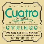Daddario J96 Puerto Rico Cuatro Seti Akustik Gitar Teli | Silver/Clear Nylon