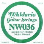 D'Addario NW036 Nickel Wound Elektro ve Akustik Gitar Tek Teli - .036 (Aksesuar) | Nikel Kaplama Sargı, Altıgen Çelik Çe