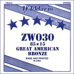 D'addario Zw030 80/20 Bronze Akustik Gitar Tek Teli ($0.030$ İnç) | 4. Tel (D/Re) İçin İdeal, Bronz Sargı, Parlak Ses Karakteri Ve Yedek Parça Olarak Yüksek Uyumluluk