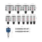 Daders Home 14 x Pro Multi Material Power Plus Delik Testeresi Seti – Şeffaf Kılıf (Yumuşak Ahşap, Alçıpan Duvar Için, Ø 20 – 76 Mm, Profesyonel Aksesuar Matkap/tornavida Için)