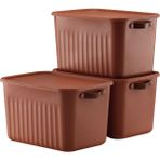 Daders Home 3 Adet Modern Kapaklı Saklama Kutusu Seti -15 Litre – Turuncu -Taşınabilir Kulplu, Dolap Içi Düzenleyici, Çok Amaçlı Organizer Kutu, Oyuncak & Kıyafet Kutusu - -50 C