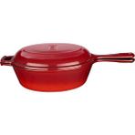 Daders Home Döküm Combo Derin Tava / Saplı Tencere ve Kızartma Tavası, Metal Saplı Kapaklı, 26CM, Kırmızı - 51R-Turuncu - 1 L