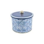 Daders Home Evle-Azulejos Desenli Yuvarlak Metal Saklama Kabı 14 Cm, Erzak Kabı - Organizer Kutu 17,5 cm x 13 cm (Azulejos Hello) - 0 Siyah - Option-1