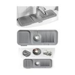 Daders Home Musluk Mat, Eviye Matı,elastik Musluk Matı Su Tutucu Düzenleyici Kaydırmaz Taban Organizer Mutfak Banyo Lavabo, Silikon (Gri) - 0 Siyah - Option-1