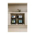 Daders Home Pro 2 Katlı Siyah Tekerlekli Çok Amaçlı Banyo & Mutfak Düzenleyici Raf – Evye Altı Deterj Siyah 40 x 35 - 0 Siyah - Option-1