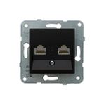 Daders Home / Siyah Data+Nüm Cat6+Cat3 Mekanizma+Düğme Kapak - Option-1 - Ahşap
