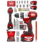 Daflong Brushless 58 V 5 Ah Çelik Şanzıman 10 Pilli Çift Akülü Darbeli Beyaz Şarjlı Matkap
