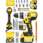 Daflong Brushless 58 V 5AH Çelik Şanzıman 10 Pilli Çift Akülü Darbeli Şarjlı Matkap Vidalama-Sarı
