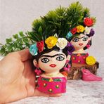 Dafniart Frida Figürlü Saksı Dekor 10 cm Çok Renkli 3 lü 10 cm