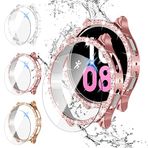 Dafuz 【3+3 Paket】Galaxy Watch 5/Galaxy Watch 4 Ekran Koruyucu 40 mm için Bling Elmas Kılıf, Buğu Önleyici Temperli Cam Koruyucu Film ve Sert PC Kapak Tamponu, Samsung Watch 5/4 Kadınlar için Akıllı Saat