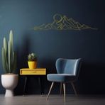 Dağ Gündoğumu Metal Duvar Dekoru, Minimalist Metal Duvar Sanatı, Yeni Eve Taşınma Hediyesi, Yatak Odası Banyo Oturma Odası için Metal Duvar Dekoru İşareti (Altın, U: 37" x 9" / 94 x 21,5 cm)
