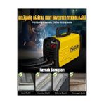 Dager MMA250 250 Amper Inverter Mini Çanta Kaynak Makinesi Seti | Igbt | Dijital Ekran | Elektrod + Maske + Eldiven - standart