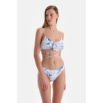 Dagi Beyaz-Mavi Yüksek Bel Bikini Altı - Beyaz - Mavi - 38