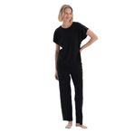 Dagi Dantel Detayli Kisa Kollu Viskon Tişört Pantolon Pijama Takimi Siyah