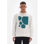 Dagi Erkek Erkek Tenis Baskılı Sweatshirt, Pamuklu, Örme, Beyaz, L