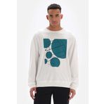 Dagi Erkek Erkek Tenis Baskılı Sweatshirt, Pamuklu, Örme, Beyaz, XL