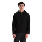 Dagi Erkek Fermuar Yaka Kapşonlu Termal Sweatshirt, Örme, Siyah, L