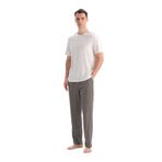Dagi Erkek Pijama Takımı, Beyaz Pamuk Modal Tişört Pantolon, 2XL Beden