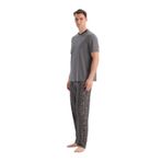 Dagi Erkek Pijama Takımı, Kısa Kollu Tişört Pantolon, Füme, 2XL Beden