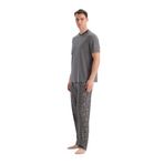 Dagi Erkek Pijama Takımı, Kısa Kollu Tişört Pantolon, Füme, M Beden