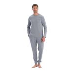 Dagi Erkek Pijama Takımı, Uzun Kollu Tişört Pantolon, Gri, XL Beden