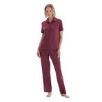 Dagi Kadın Basic Gömlek Pantolon Pijama Takımı, Viskon, Bordo, M