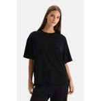 Dagi Kadın Bisiklet Yaka Spor T-Shirt, XL, 26SW11486BB, Siyah