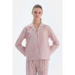 Dagi Kadın Çizgili Dokuma Gömlek, Viskon, Dokuma, Açık Pembe, 36
