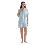 Dagi Kadın Dantel Detaylı Kısa Kollu Gömlek Şort Pijama Takımı, Modal, Örme, Açık Mavi, M