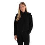 Dagi Kadın Dik Yaka Fermuarlı Modal Sweatshirt, Örme, Siyah, L