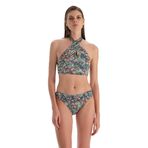 Dagi Kadın Halter Yaka Bikini Üst, Örme, Kiremit/ Mavi, 42