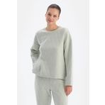 Dagi Kadın Kapitone Pijama Üstü, Örme, Açık Gri, XL