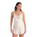 Dagi Kadın Kırık Beyaz Saten Bride Dantelli Camisole Gecelik, 42 Beden