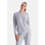 Dagi Kadın Örgü Detaylı Bisiklet Yaka Sweatshirt, Örme, Gri, M