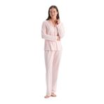 Dagi Kadın Pijama Takımı, Açık Pembe Çizgili, Pamuk Modal, L Beden