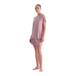 Dagi Kadın Pijama Takımı, Açık Pembe, Kayık Yaka Kaşkorse Tişört Şort, L Beden