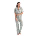 Dagi Kadın Pijama Takımı, Ada Çayı Şal Desenli, Pamuk Modal, L Beden