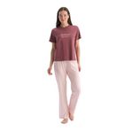 Dagi Kadın Pijama Takımı, Baskılı Tişört Pantolon, Gül Kurusu, XL Beden