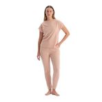 Dagi Kadın Pijama Takımı, Kısa Kollu Tişört Pantolon, Pudra, L Beden