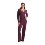 Dagi Kadın Pijama Takımı, Mürdüm Viskon Kaşkorse Tişört Pantolon, M Beden